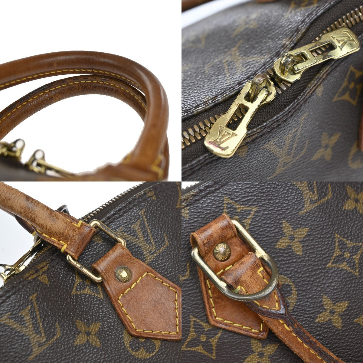 LOUIS VUITTON LV Logo Alma Hand Bag Monogram Leather Brown U.S.A. SD0995 61EE209