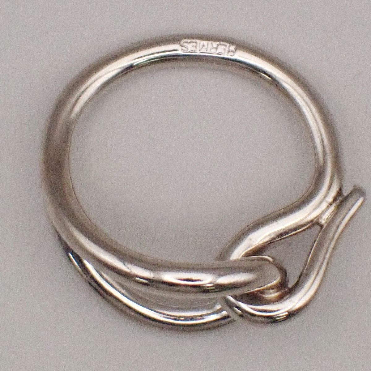 HERMES Logo Jumbo Scarf Ring Silver Accessories 05MA471