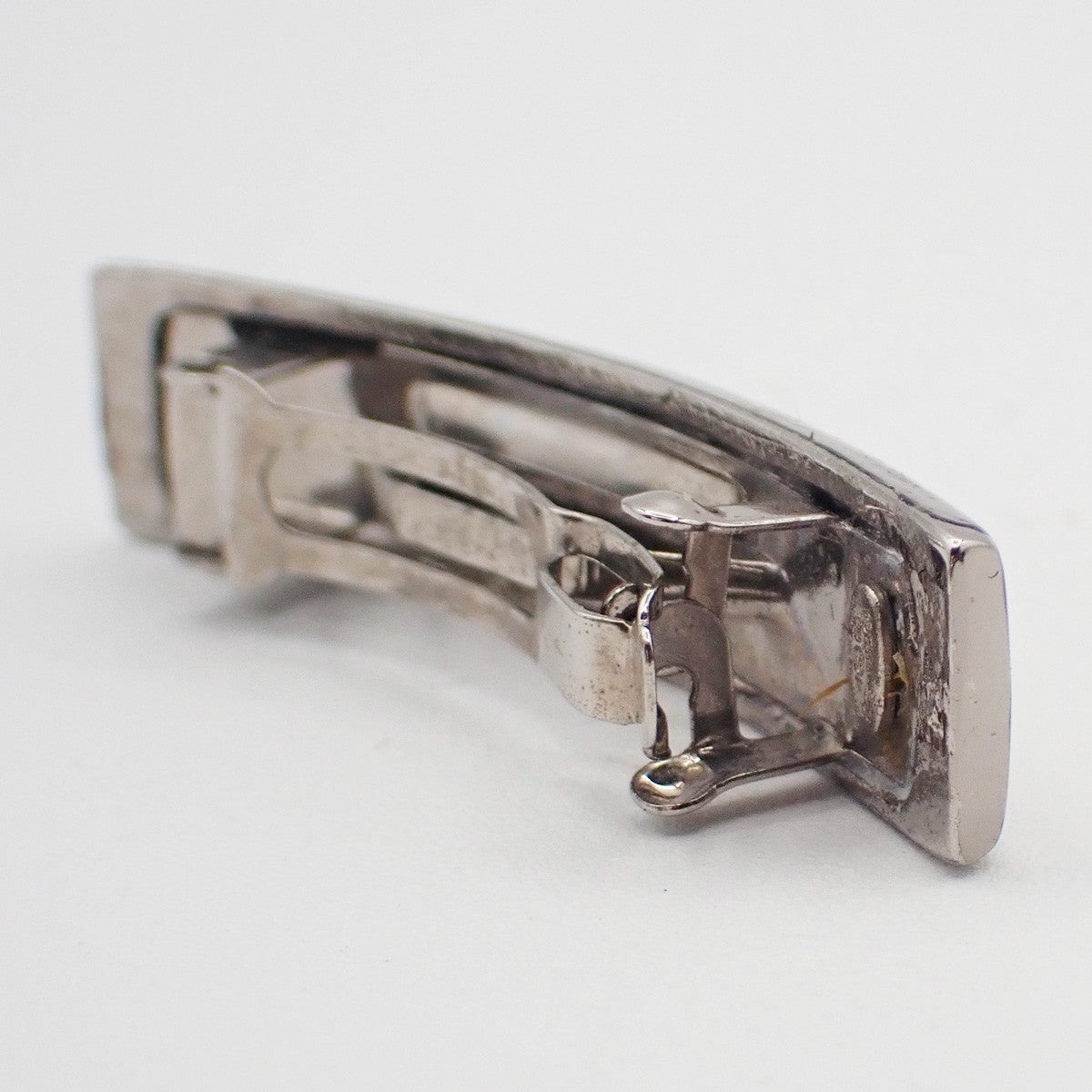 CHANEL Logo Hair Clip Barrette Accessory 99P Silver Made in France 64RQ089