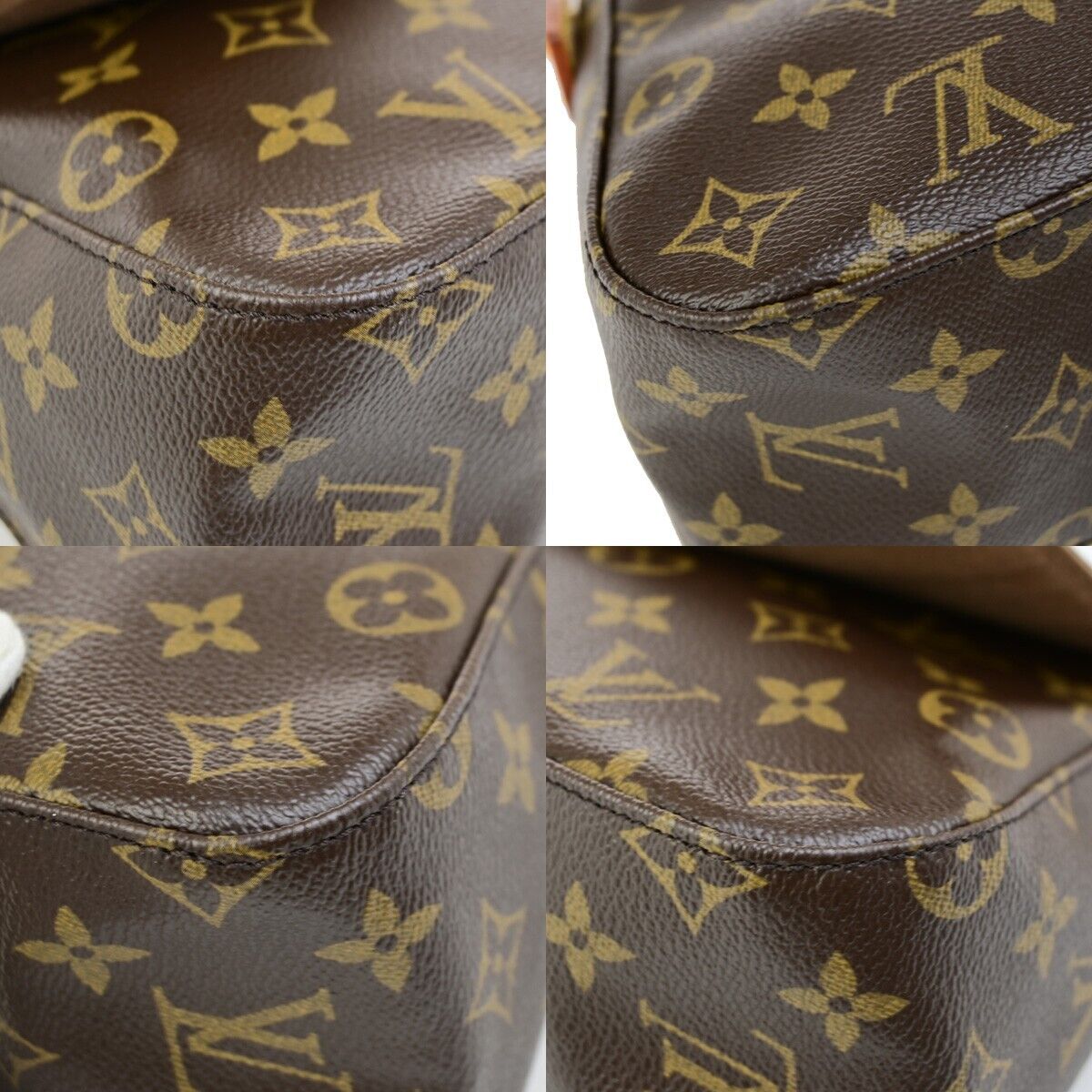 LOUIS VUITTON Mini Looping Hand Bag Monogram Leather Brown France M51147 50KA470