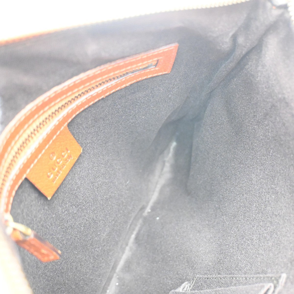 GUCCI Nailhead GG Pattern Shoulder Bag Canvas Leather Brown Orange 70YJ155