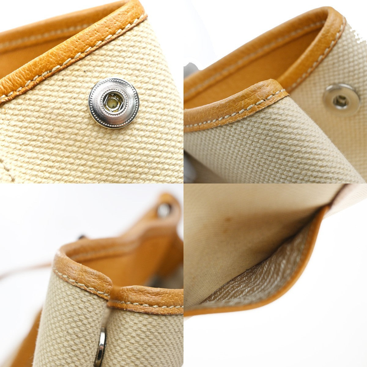 PRADA Logo Shoulder Tote Hand Bag Canvas Leather Beige Orange SHW Italy 34MA594