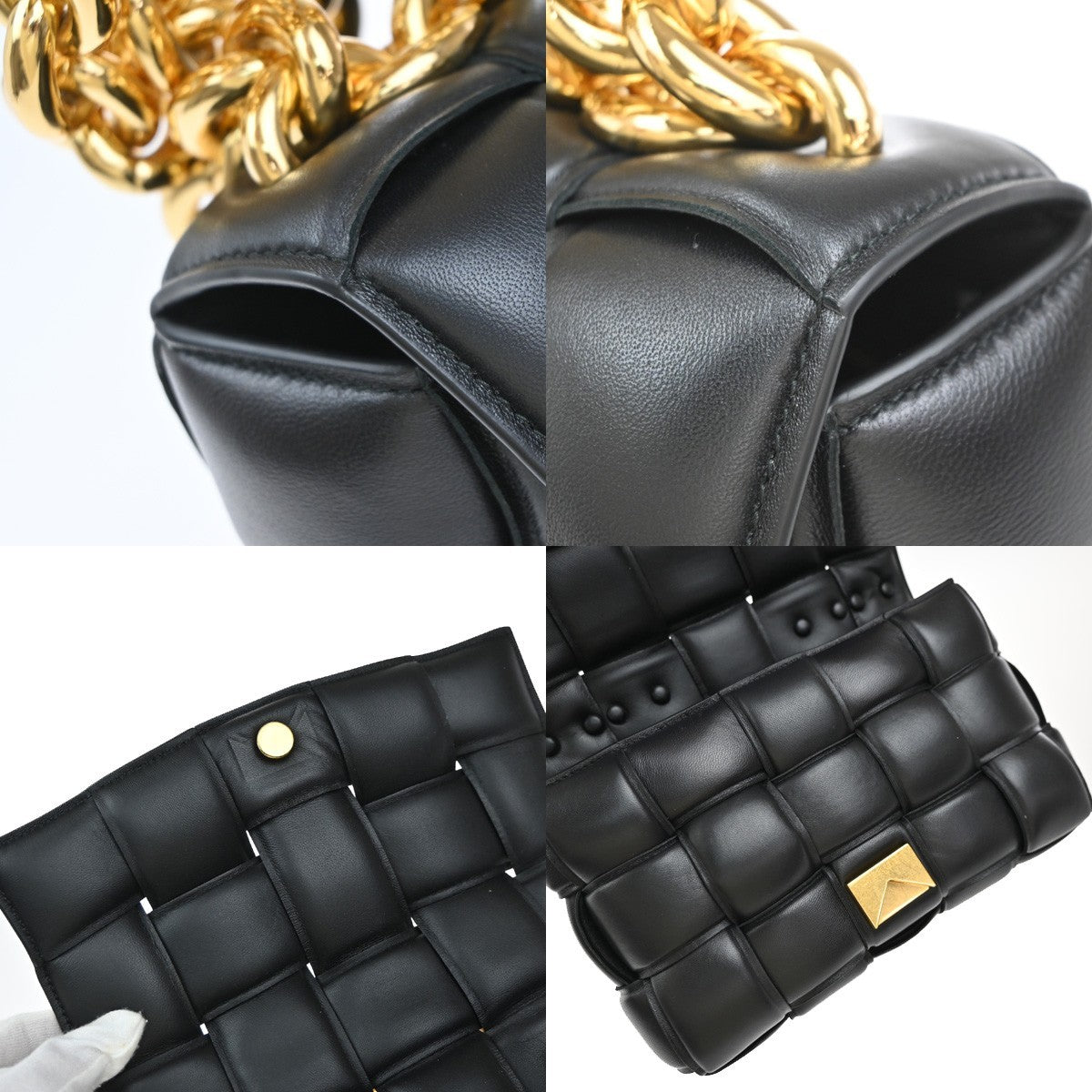 BOTTEGA VENETA Intrecciato Cassette 2Way Shoulder Bag Leather Black 684RP092