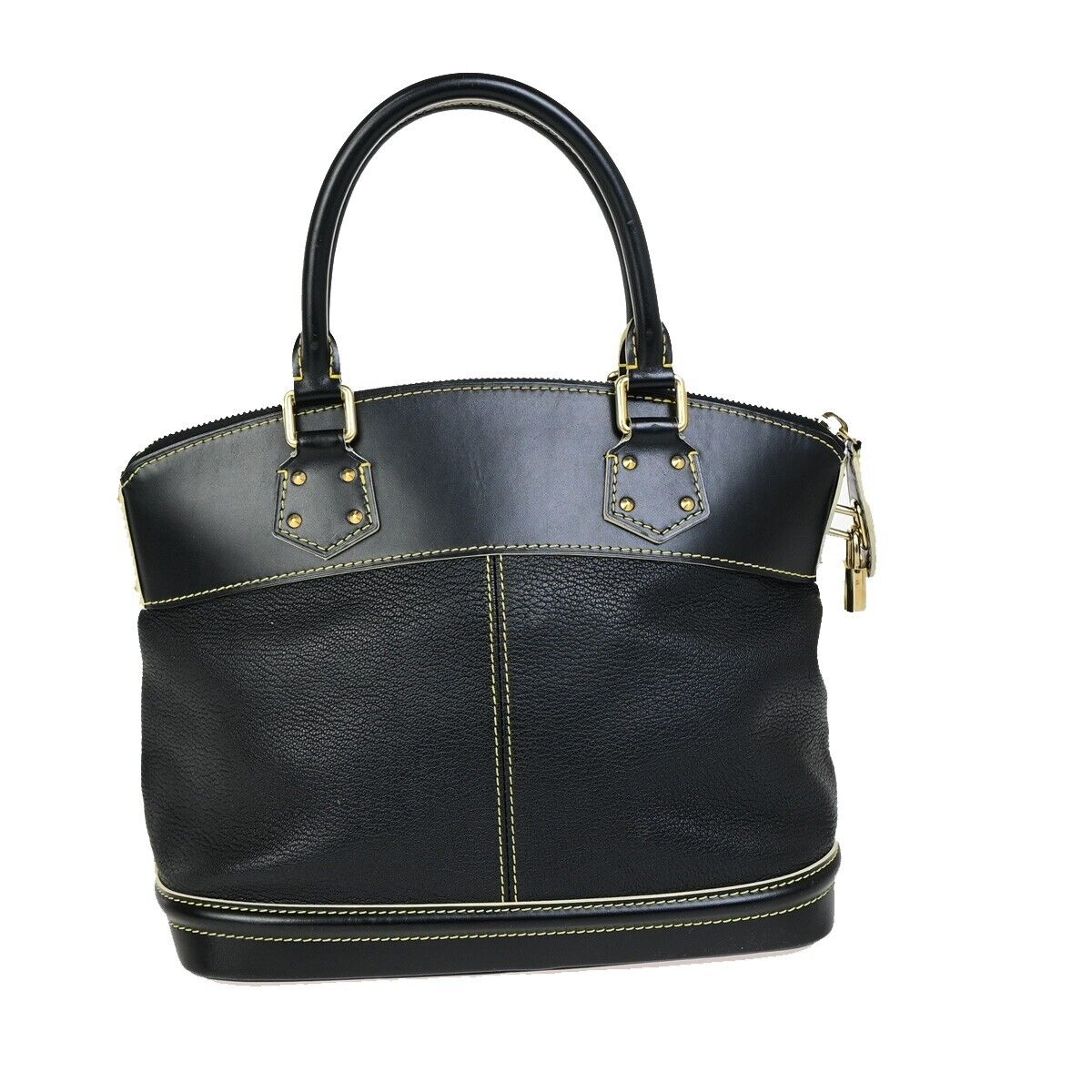 LOUIS VUITTON LV Logo Lockit PM Hand Bag Suhali Leather Black GHW M91888 48KA405