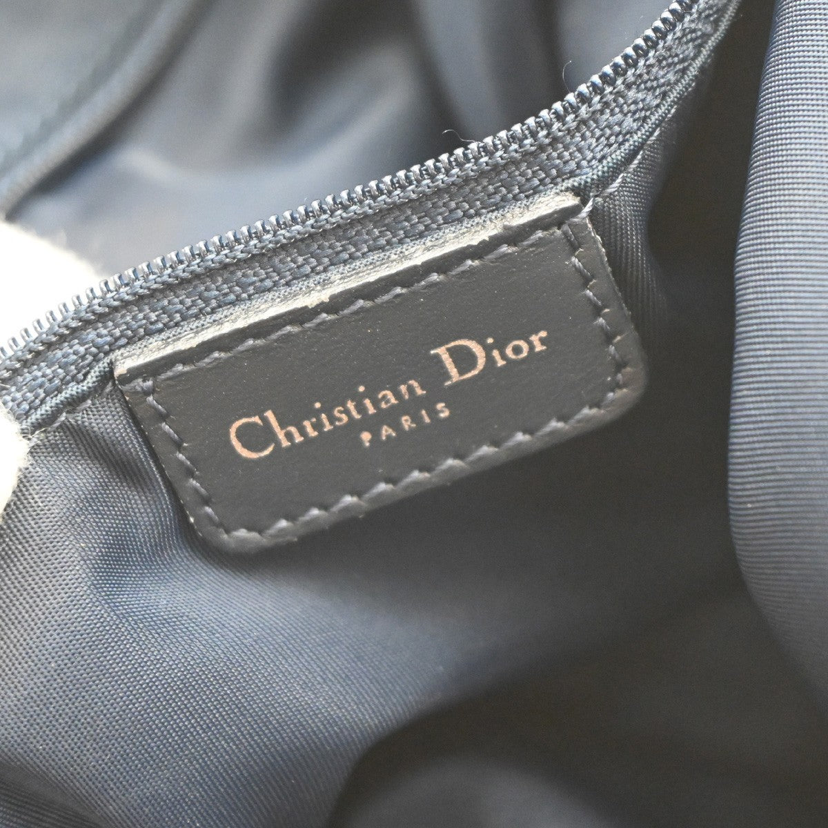 CHRISTIAN DIOR Trotter Pattern shoulder Bag Canvas Leather Navy Blue 70SA157