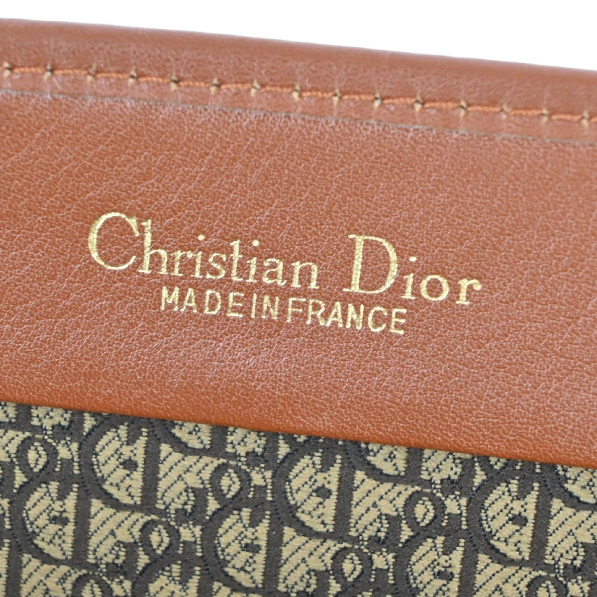 CHRISTIAN DIOR Trotter Chain Shoulder Clutch Bag Suede Leather Beige GHW 69TA411