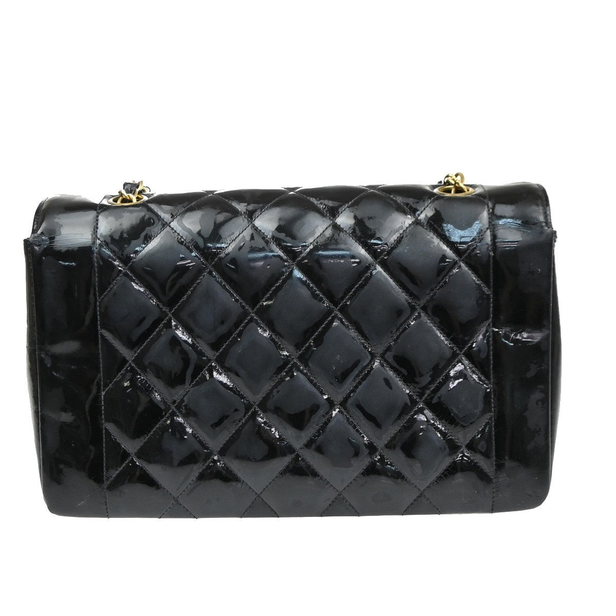 CHANEL CC Diana 25 Matelasse Chain Shoulder Bag Patent Leather BK VTE 678RL966