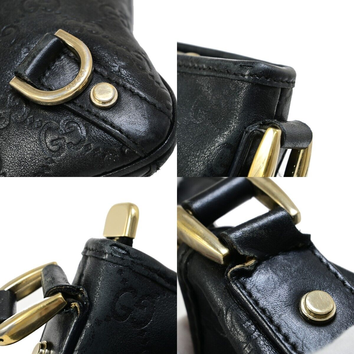GUCCI Logo Guccissima Crossbody  Shoulder Bag Leather Black GHW Italy 39EB224
