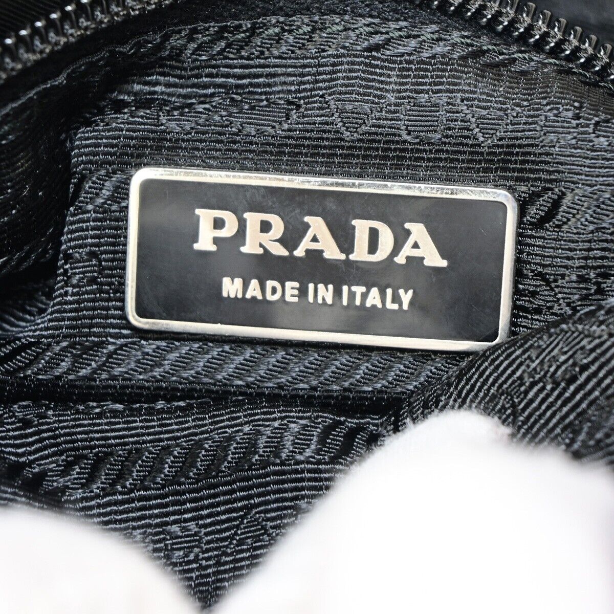 PRADA MILANO Logo Tessuto Shoulder Bag Nylon Leather Black  Italy 87SH932