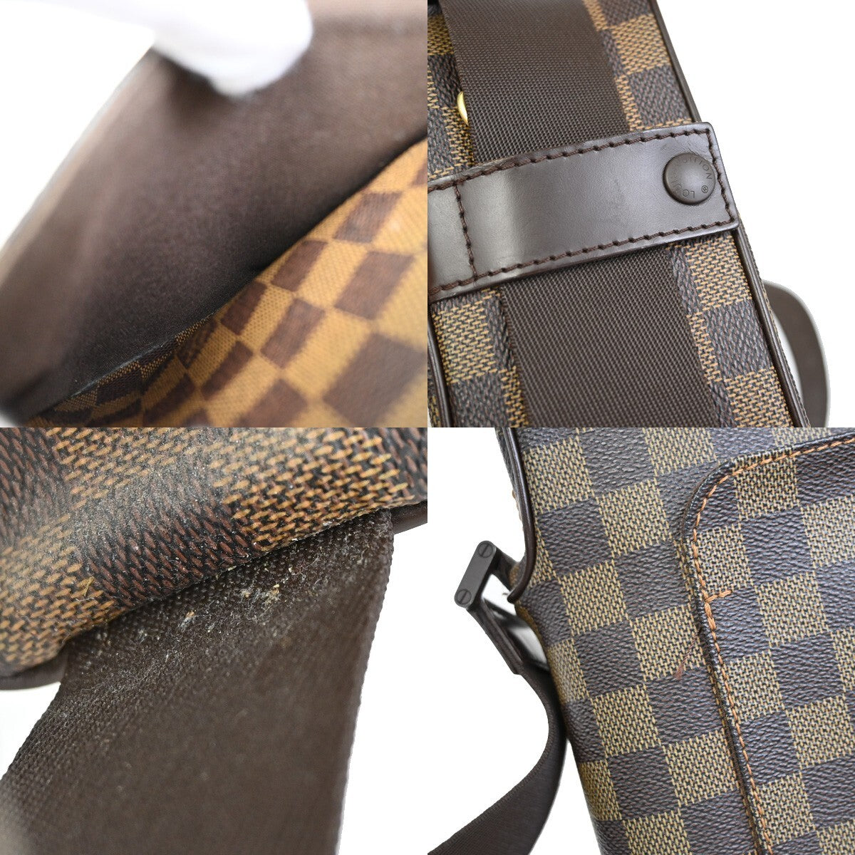 LOUIS VUITTON Olav PM Shoulder Bag Damier Ebene Leather Brown N41442 85FB540
