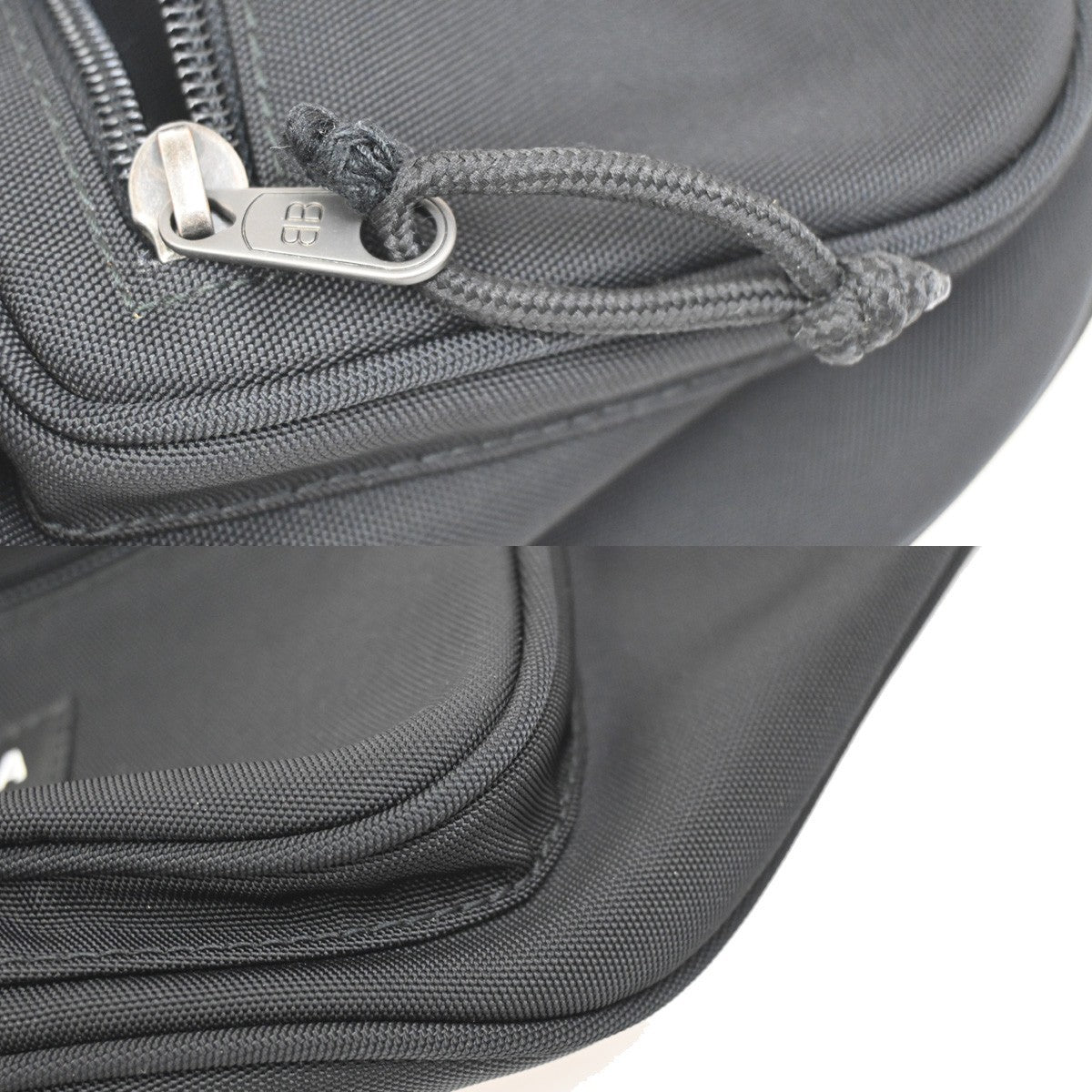 BALENCIAGA Logo Explorer Belt Bum Bag Canvas Leather Black Italy 85FC134