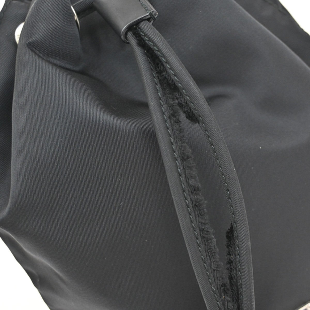 PRADA Logo Tessuto Drawstring Pouch Nylon Leather Black SHW Italy 61KA950