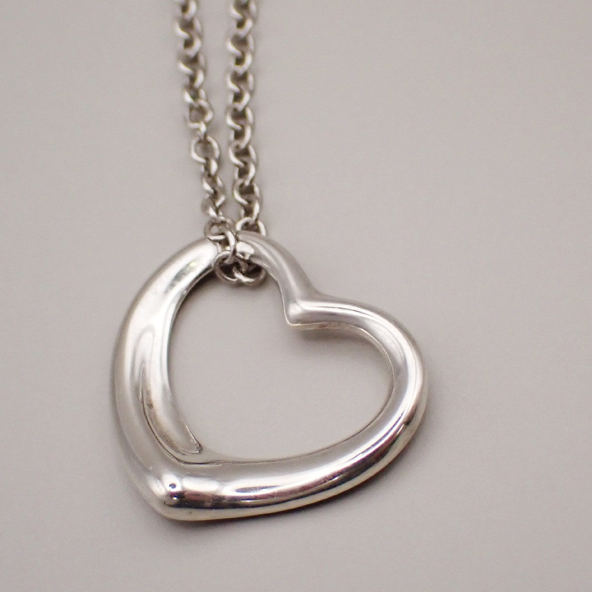 TIFFANY & CO. Open Heart 22mm Chain Necklace Ag 925 Elsa Peretti Silver 02YH718