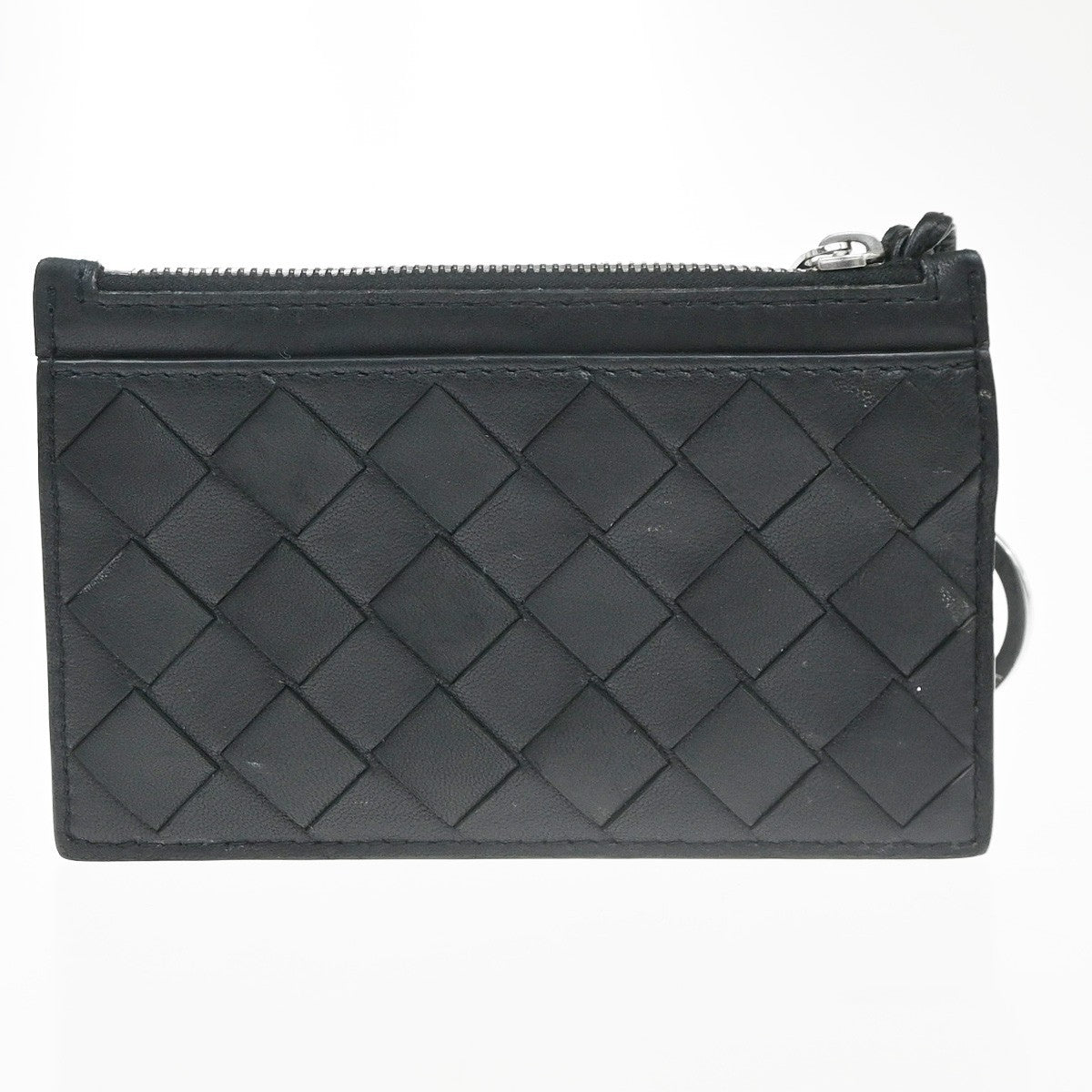 BOTTEGA VENETA Logo Intrecciato Coin Case Wallet Leather Black Italy 65KC669