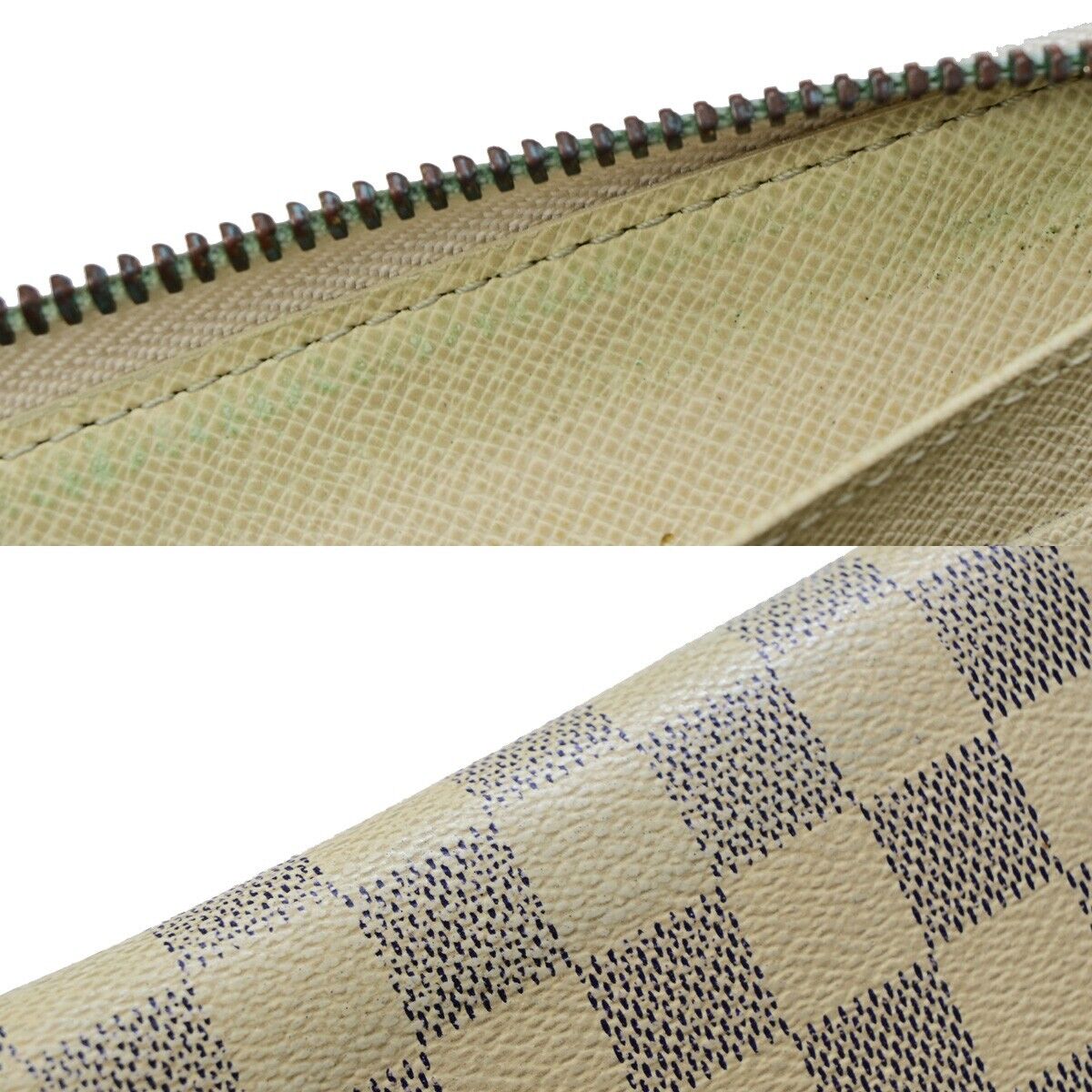 LOUIS VUITTON Zippy Wallet Purse Damier Azur Leather White N60019 05EB293