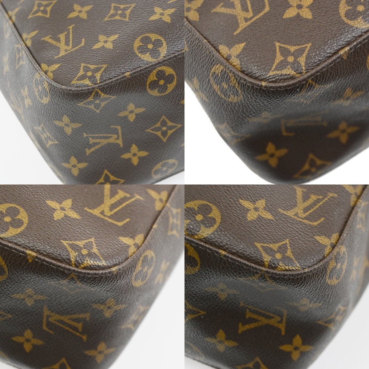 LOUIS VUITTON Logo Looping GM Shoulder Bag Monogram Leather Brown M51145 95RL732