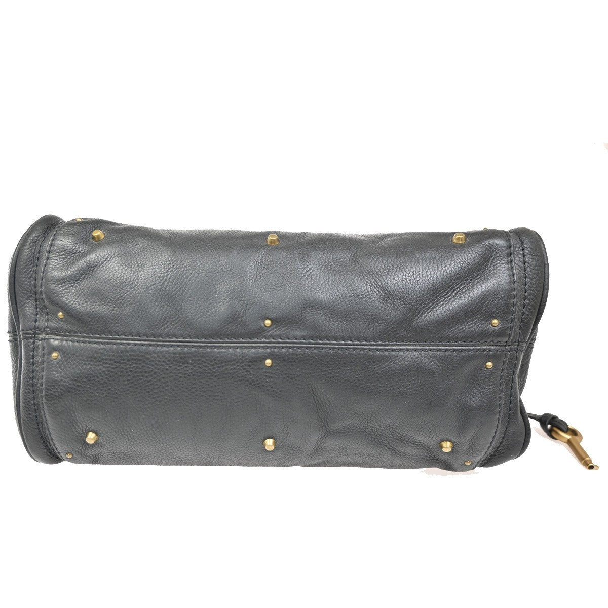 CHLOE Logo Paddington Padlock  Shoulder Handbag Leather Black GHW Italy 620RL739