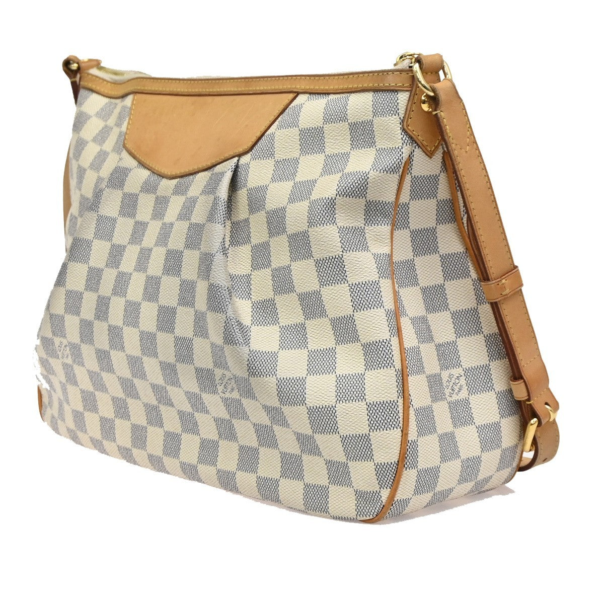LOUIS VUITTON Siracusa MM Shoulder Bag Damier Azur Leather White N41112 95KB763