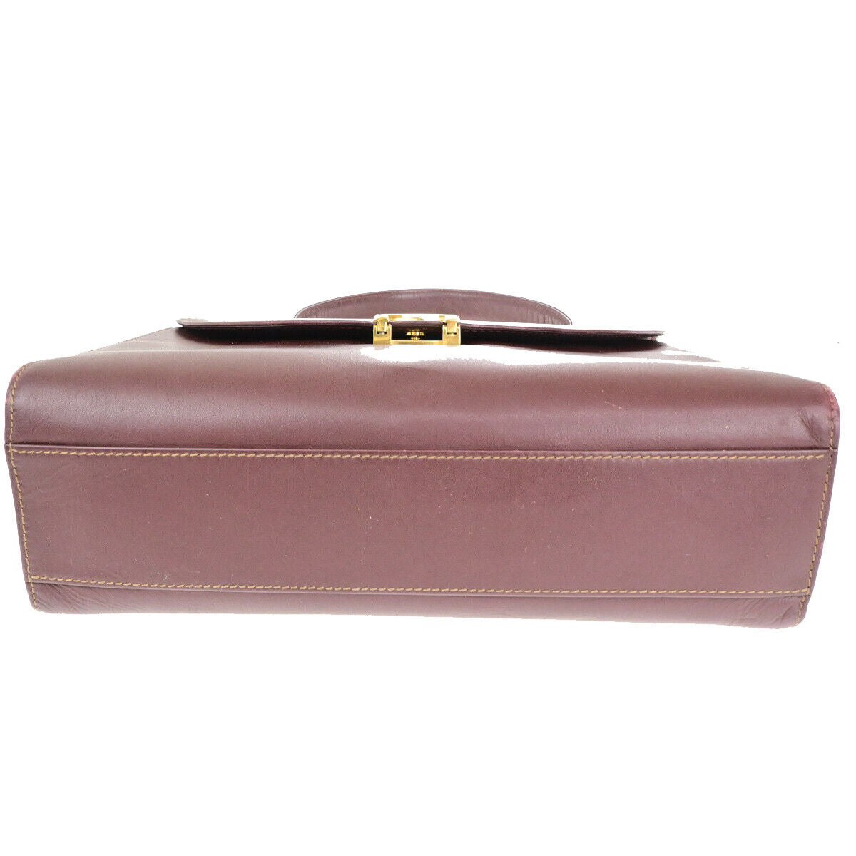 MUST DE CARTIER 2C Logo Hand Bag Leather Bordeaux GHW Spain 09YG298