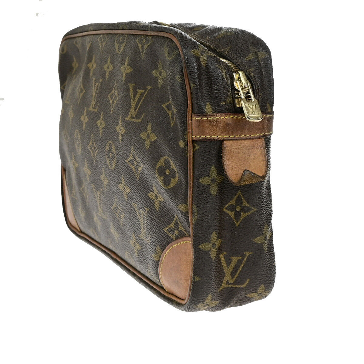 LOUIS VUITTON Compiegne 28 Clutch Hand Bag Monogram Leather Brown M51845 66YG803
