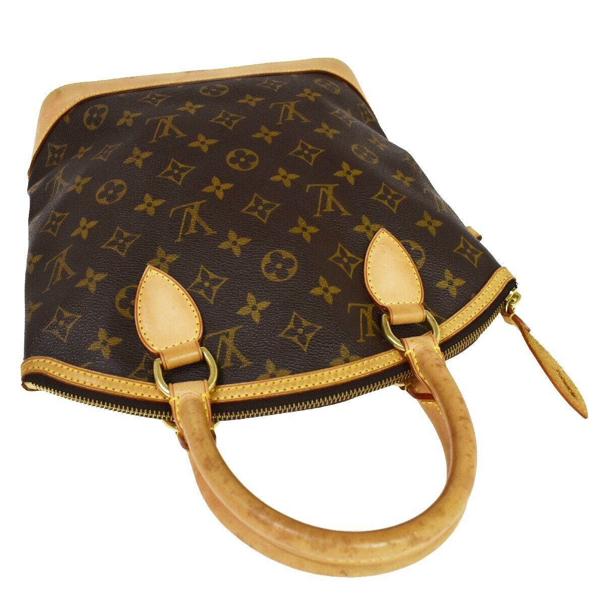 LOUIS VUITTON Logo Lockit Hand Bag Monogram Leather Brown France M40102 97HB005