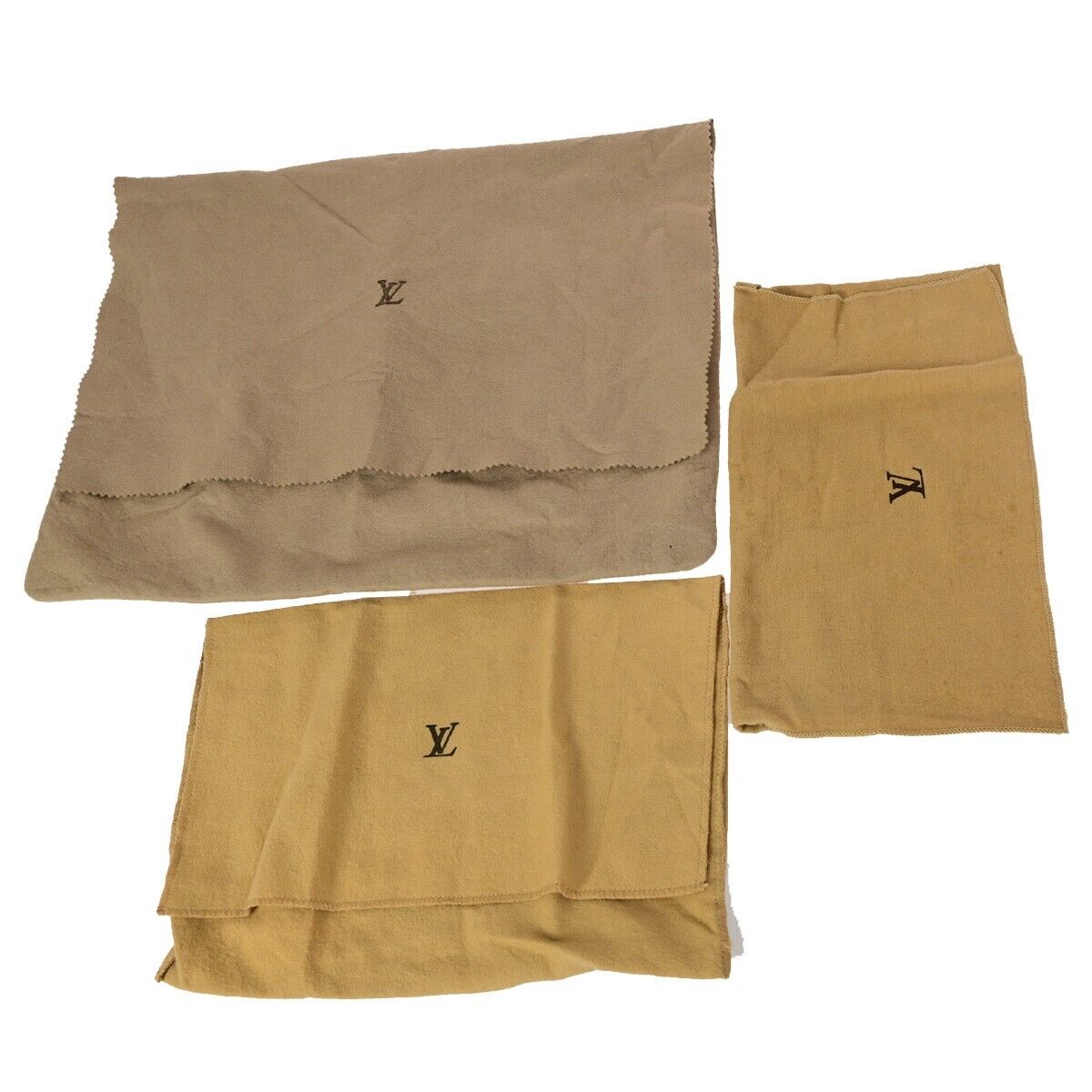 LOUIS VUITTON Logo 10 Set Dust Bag Drawstring Canvas Cotton Beige Brown 09FA767