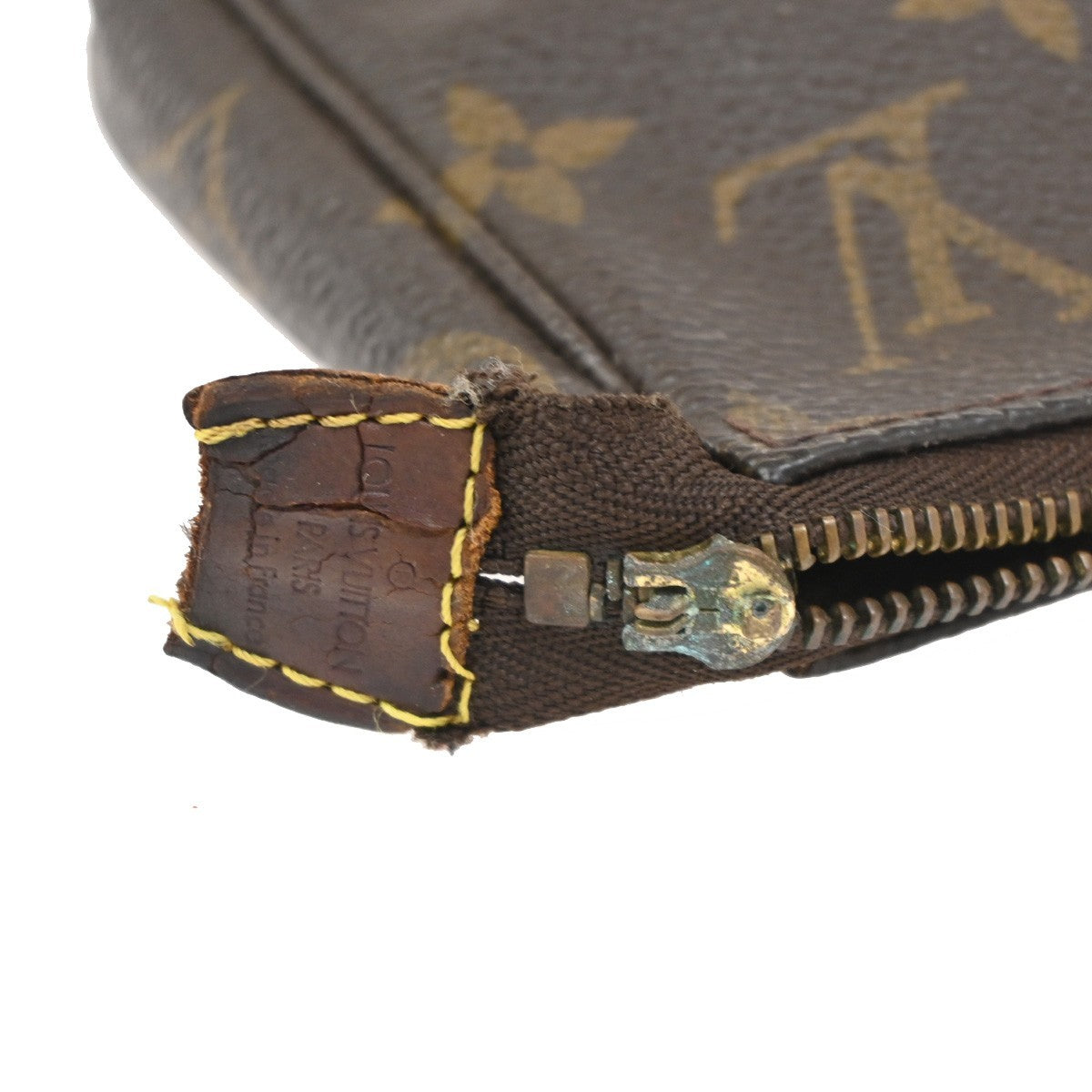 LOUIS VUITTON 2 Set Pochette Accessoires Hand Bag Monogram Leather Brown 62CA917