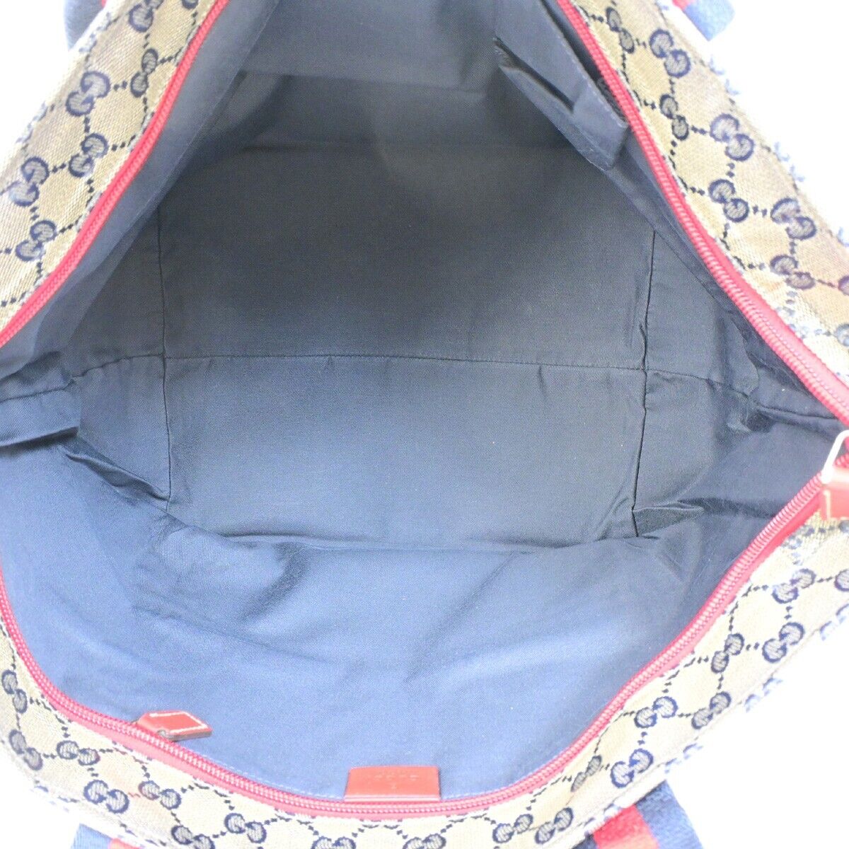 GUCCI GG Pattern Crystal ShoulderBag Coating Canvas Leather Navy Blue 67EB789