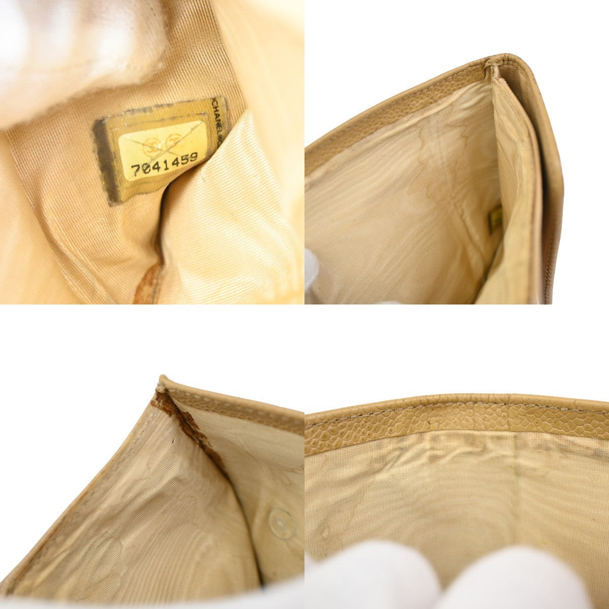 CHANEL CC Logo 2 Set Wallet Cigarette Case Grained Calfskin Brown Black 68DA117