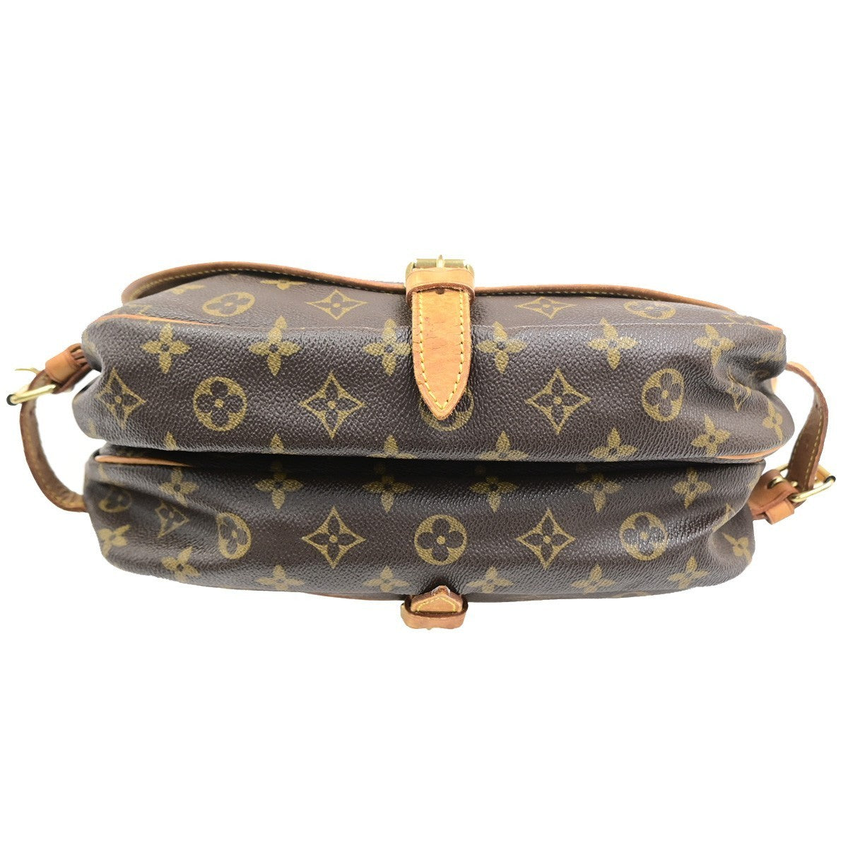 LOUIS VUITTON Logo Saumur 30 Shoulder Bag Monogram Leather Brown M42256 87YJ234