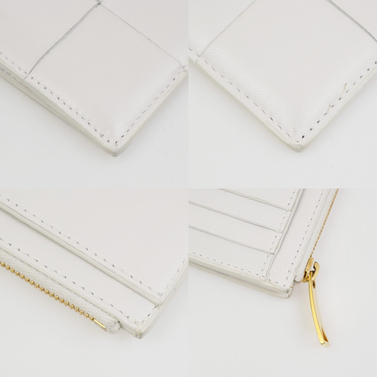 BOTTEGA VENETA Logo Cassette Card Coin Case Wallet Leather White GHW 65KD082