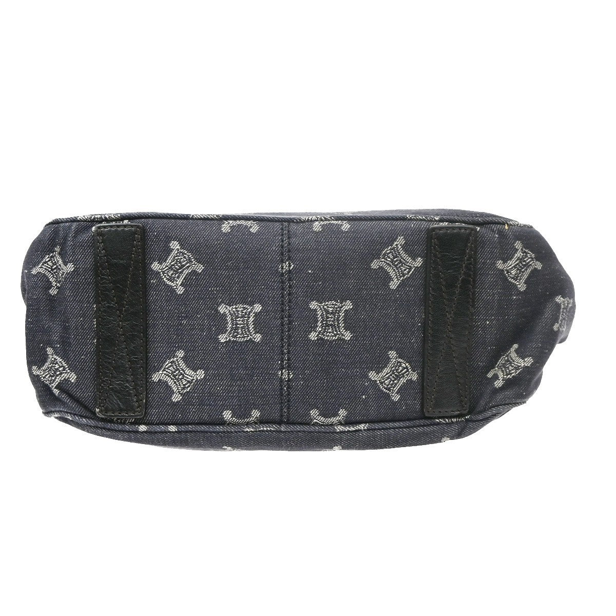 CELINE Logo Macadam Pattern Boogie Hand Bag Denim Leather Black SHW 34KD102