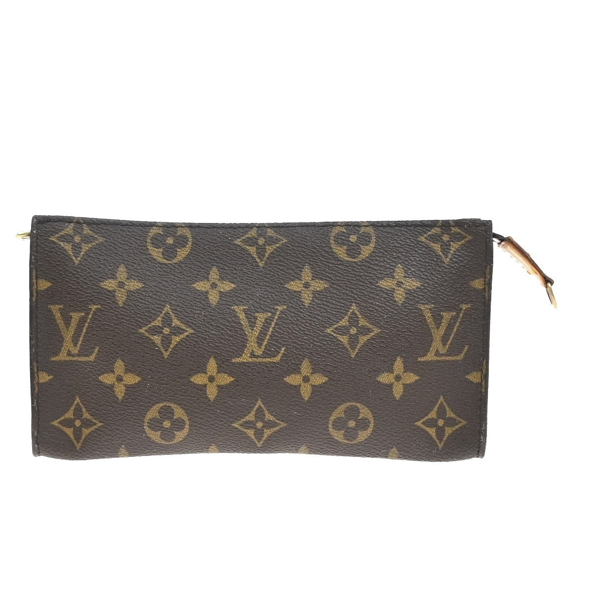 LOUIS VUITTON LV Logo Bucket GM Pouch Bag Monogram Leather Brown Gold 66KP601