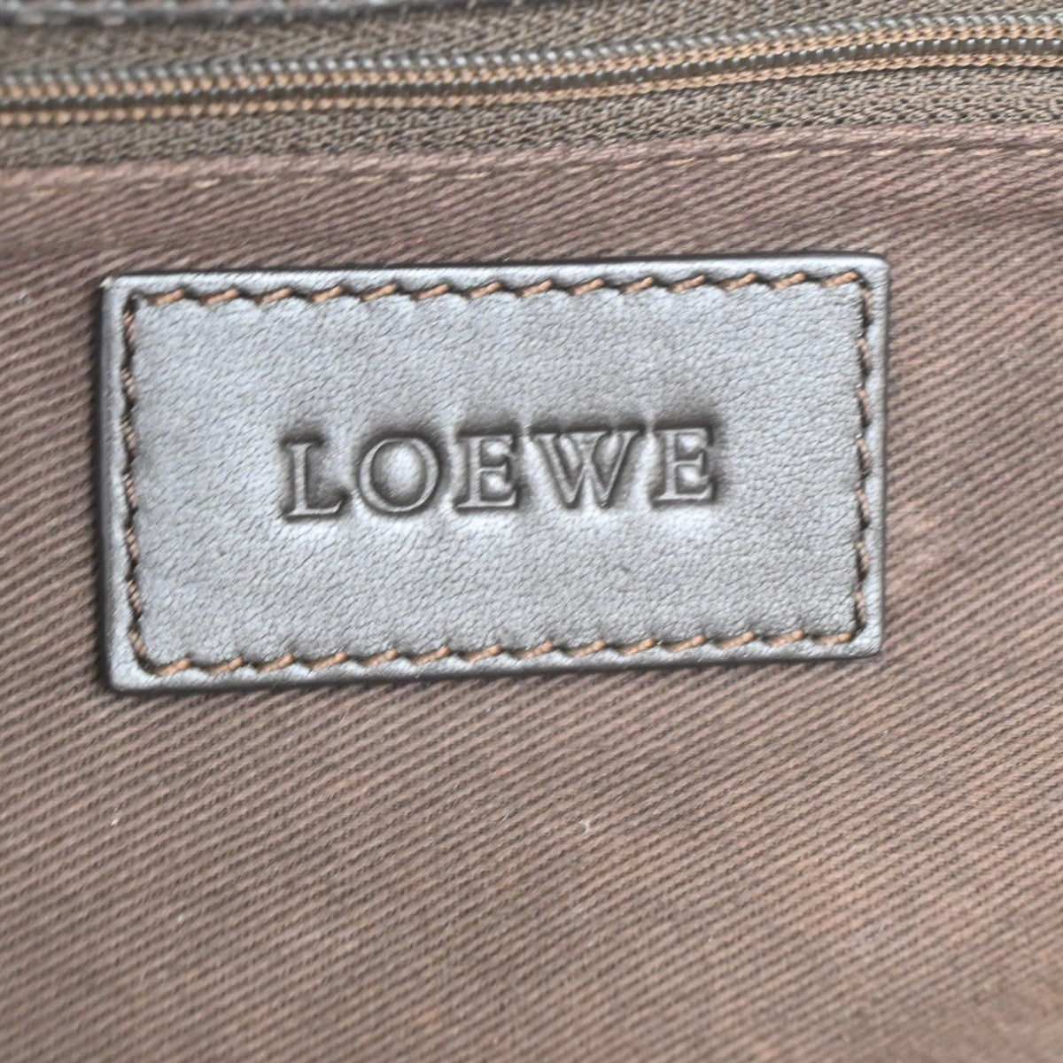 LOEWE Anagram Logo Tote Shoulder Bag Suede Leather Gray Brown SHW 10TA571