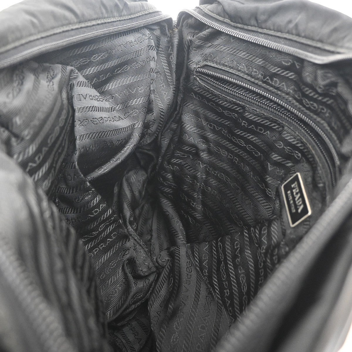 PRADA MILANO Tessuto Messenger Shoulder Bag Nylon Leather Black 64KC010