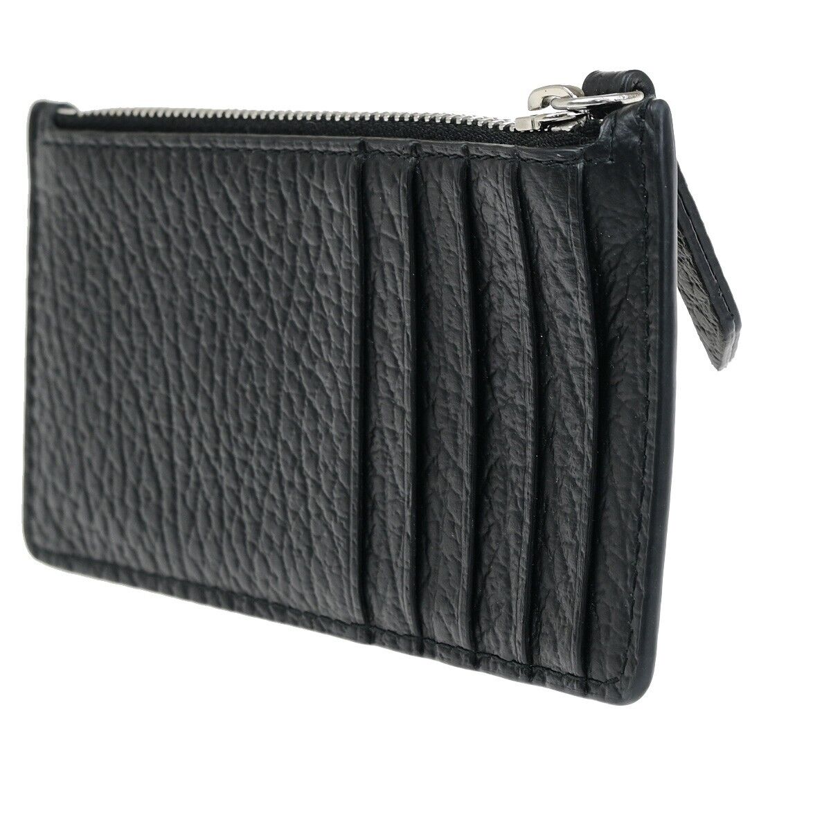 MAISON MARGIELA Logo Card Case Coin Compact Wallet Leather Black SHW 37SJ176
