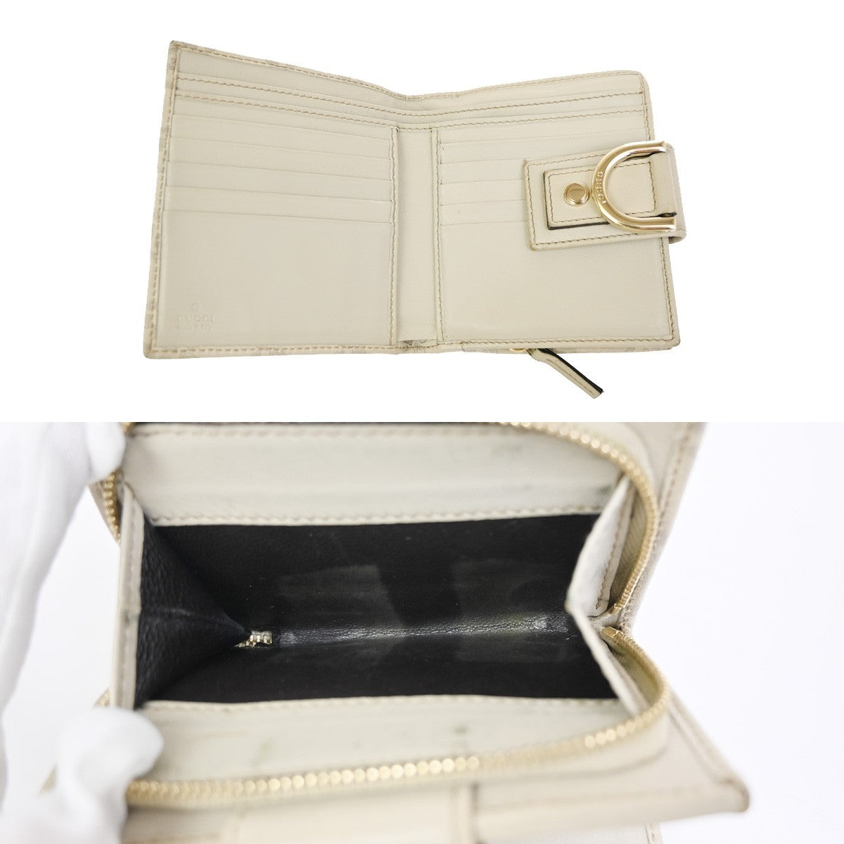 GUCCI GG Pattern Abbey Guccissima Bifold Wallet Leather Beige GHW Italy  05KD083