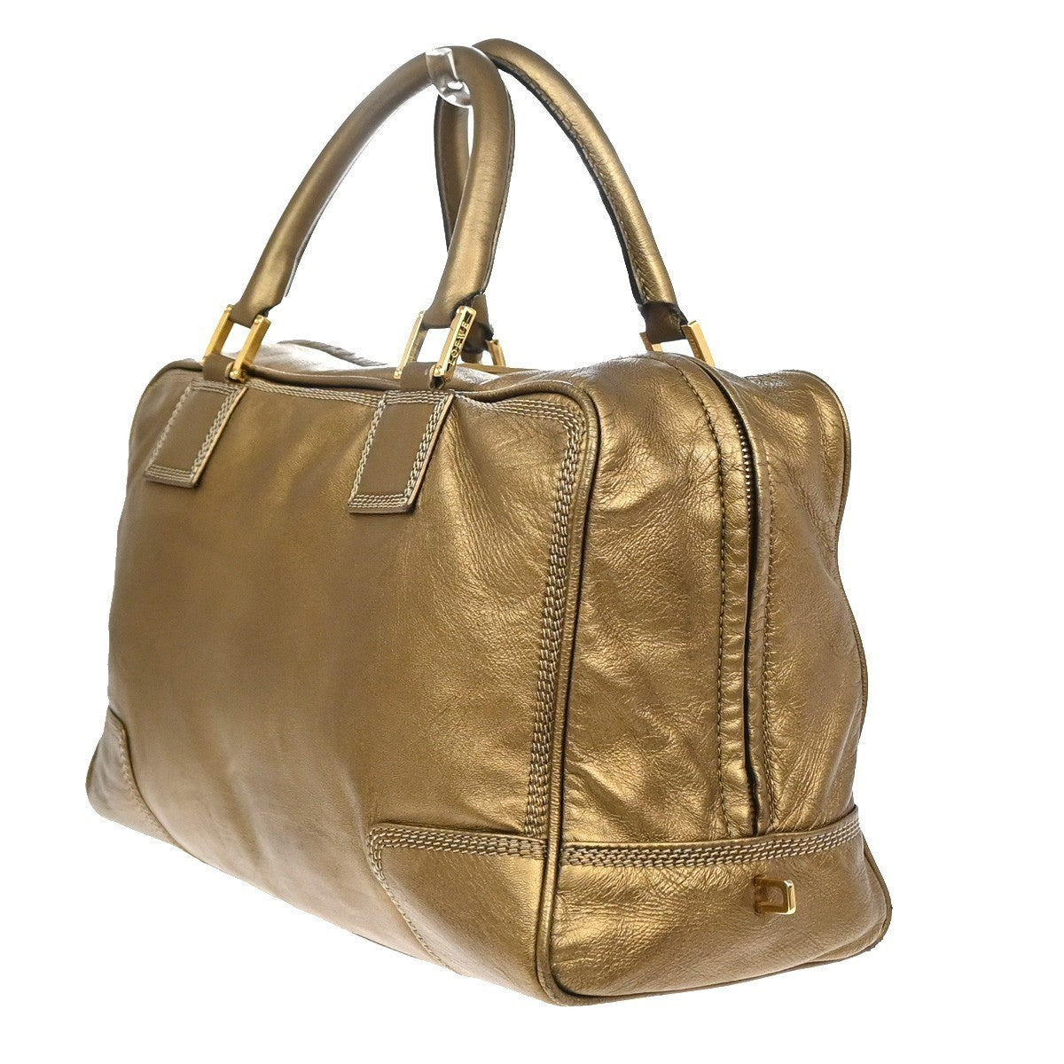 LOEWE Logo Amazona Anagram Hand Bag Leather Lock Gold GHW Spain 38YJ203