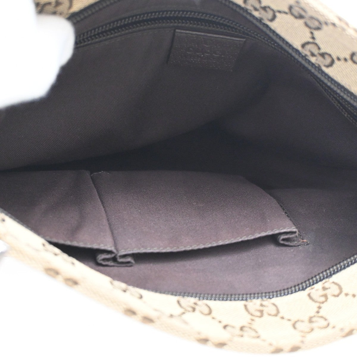 GUCCI Logo GG Pattern Web Messenger Bag Canvas Leather Brown SHW Italy 76KC193
