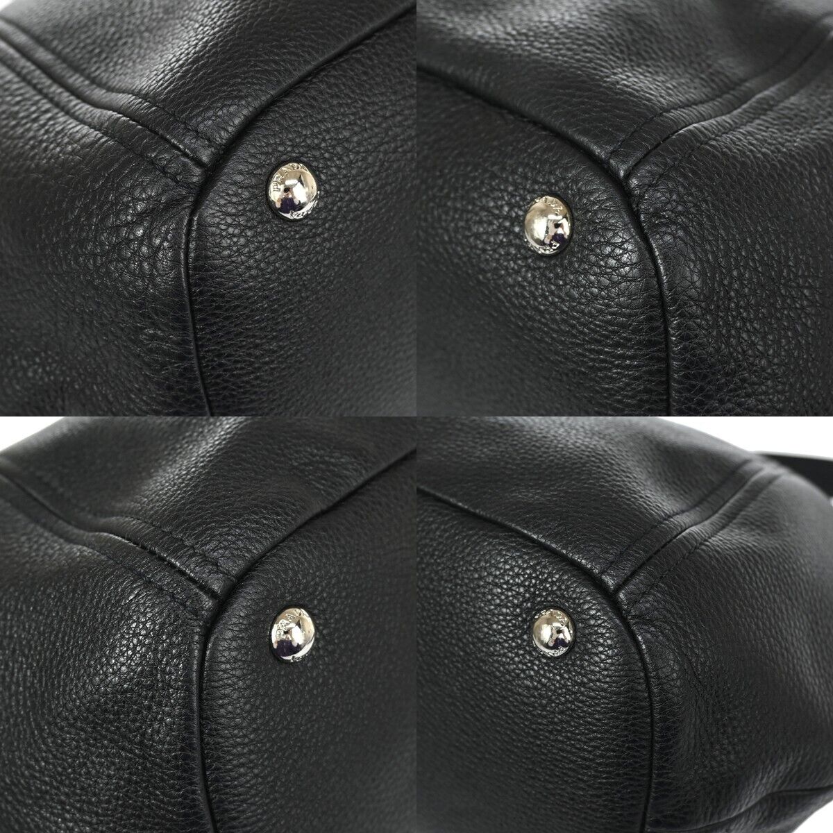 PRADA MILANO Logo Shoulder Bag Vitello Phenix Leather Nero Black SHW 53RH799