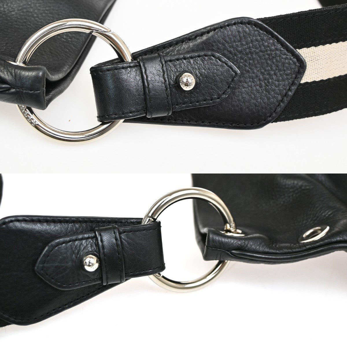 BALLY Logo Crossbody Shoulder Bag  Leather Black SHW Switzerland 02YH850