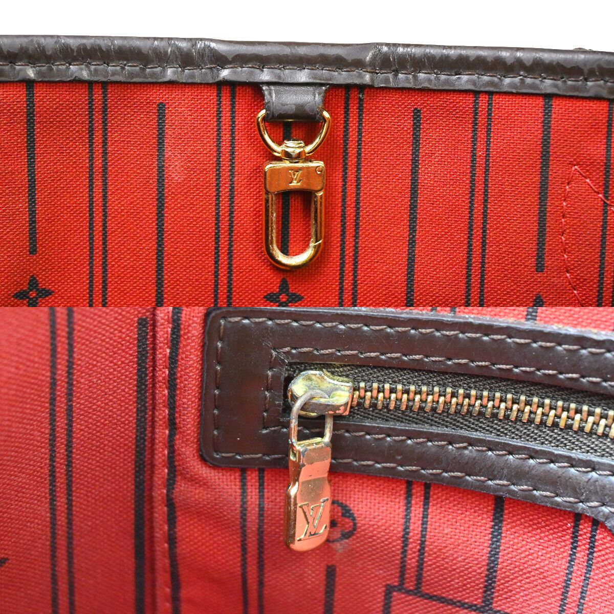 LOUIS VUITTON Neverfull PM Shoulder Tote Bag Damier Leather Brown N51109 18YE343