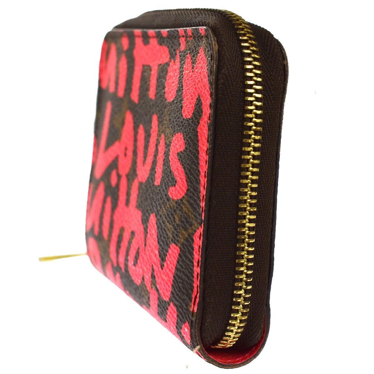 LOUIS VUITTON Zippy Coin Purse Monogram Graffiti Leather Brown FA M93707 85RC268