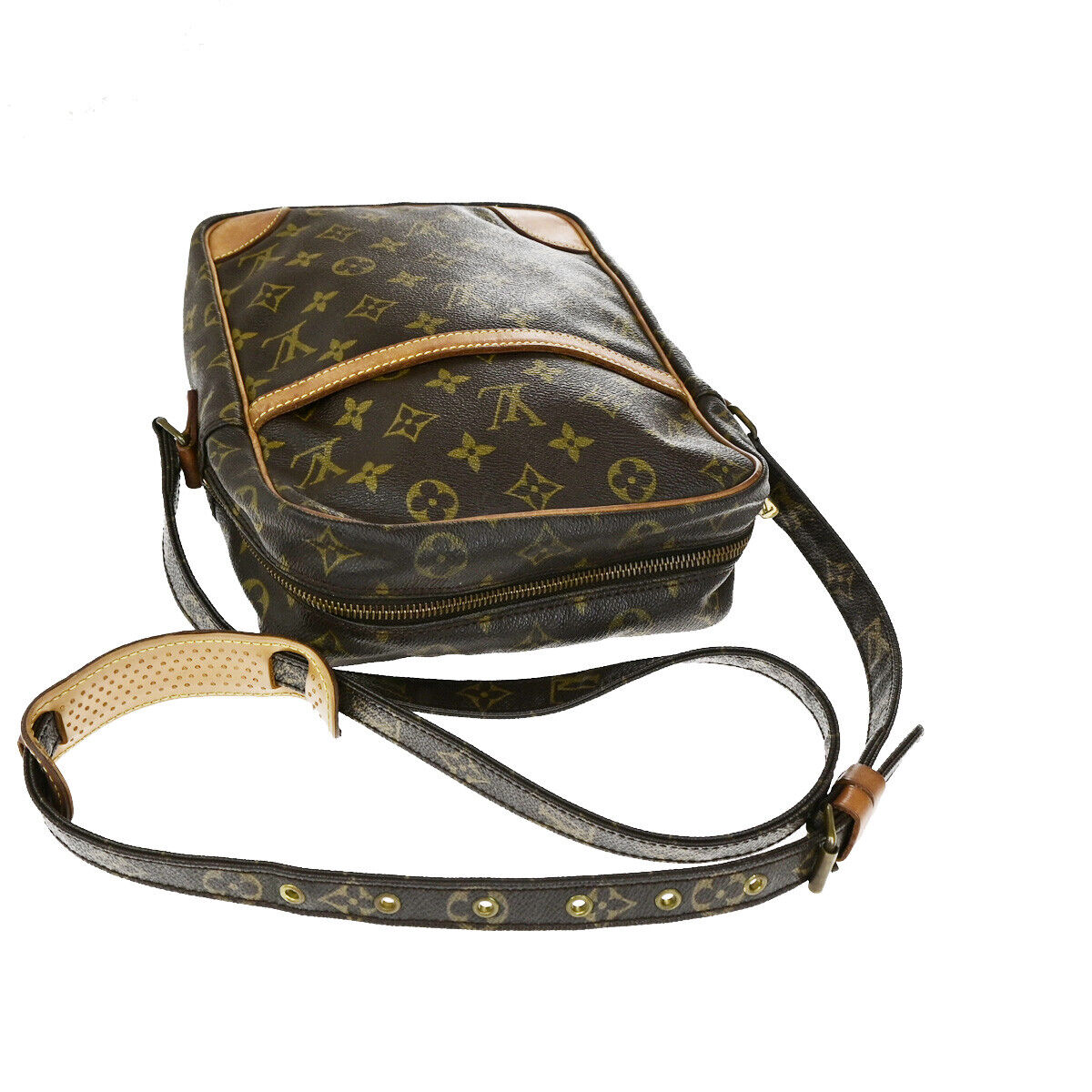 LOUIS VUITTON Logo Danube MM Shoulder Bag Monogram Leather Brown M45264 38SJ492