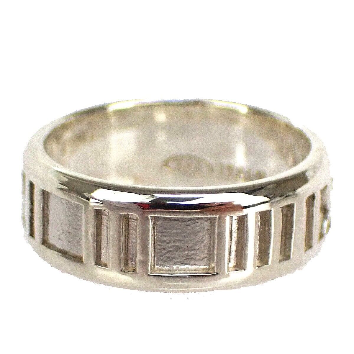 TIFFANY & CO. Logo Atlas Ring Roman Numerals Silver 925 Italy Accessory 08YA030