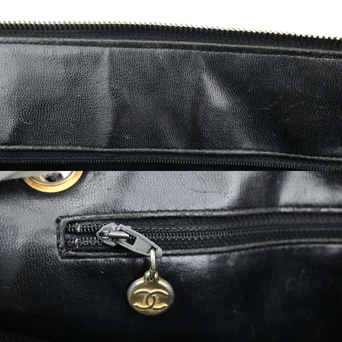 CHANEL CC Logo Matelasse Chain Shoulder Bag Leather Black GHW Vintage 10RK661