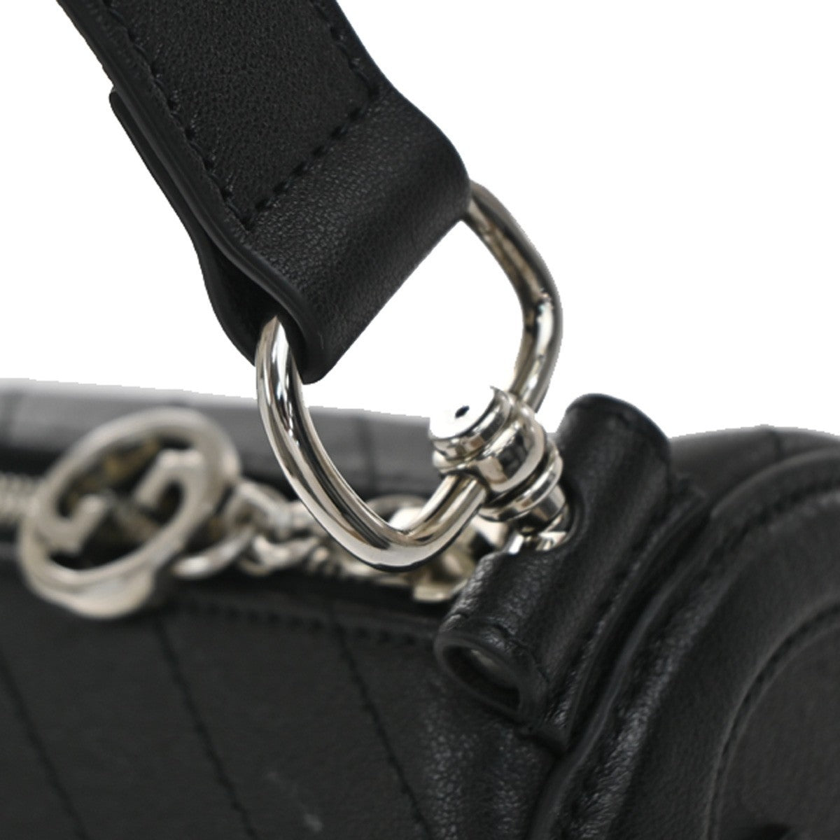 GUCCI Interlocking GG Blondy Mini Shoulder Bag Leather Black SHW 14RF843