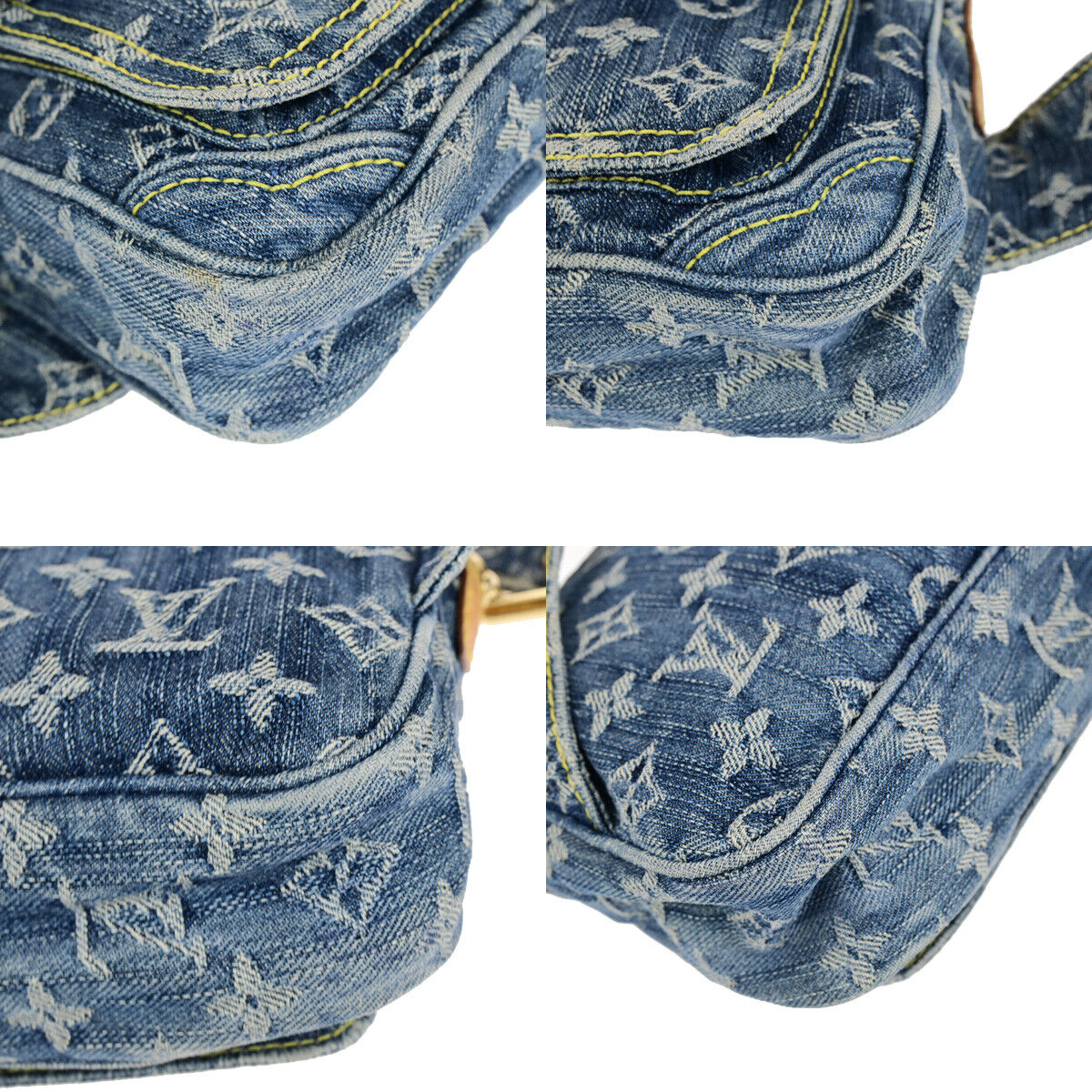 LOUIS VUITTON Waist Bum Bag Monogram Denim Leather Blue GHW M95347 388RK734