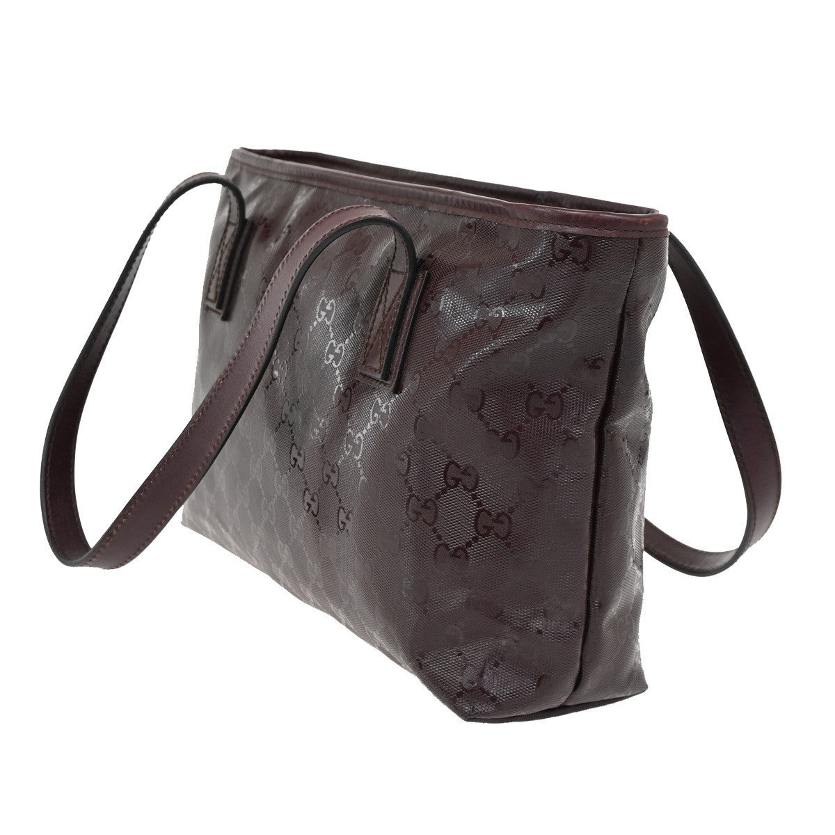 GUCCI GG Pattern Imprime Shoulder Bag PVC  Leather Red Burgundy Italy 39KC078