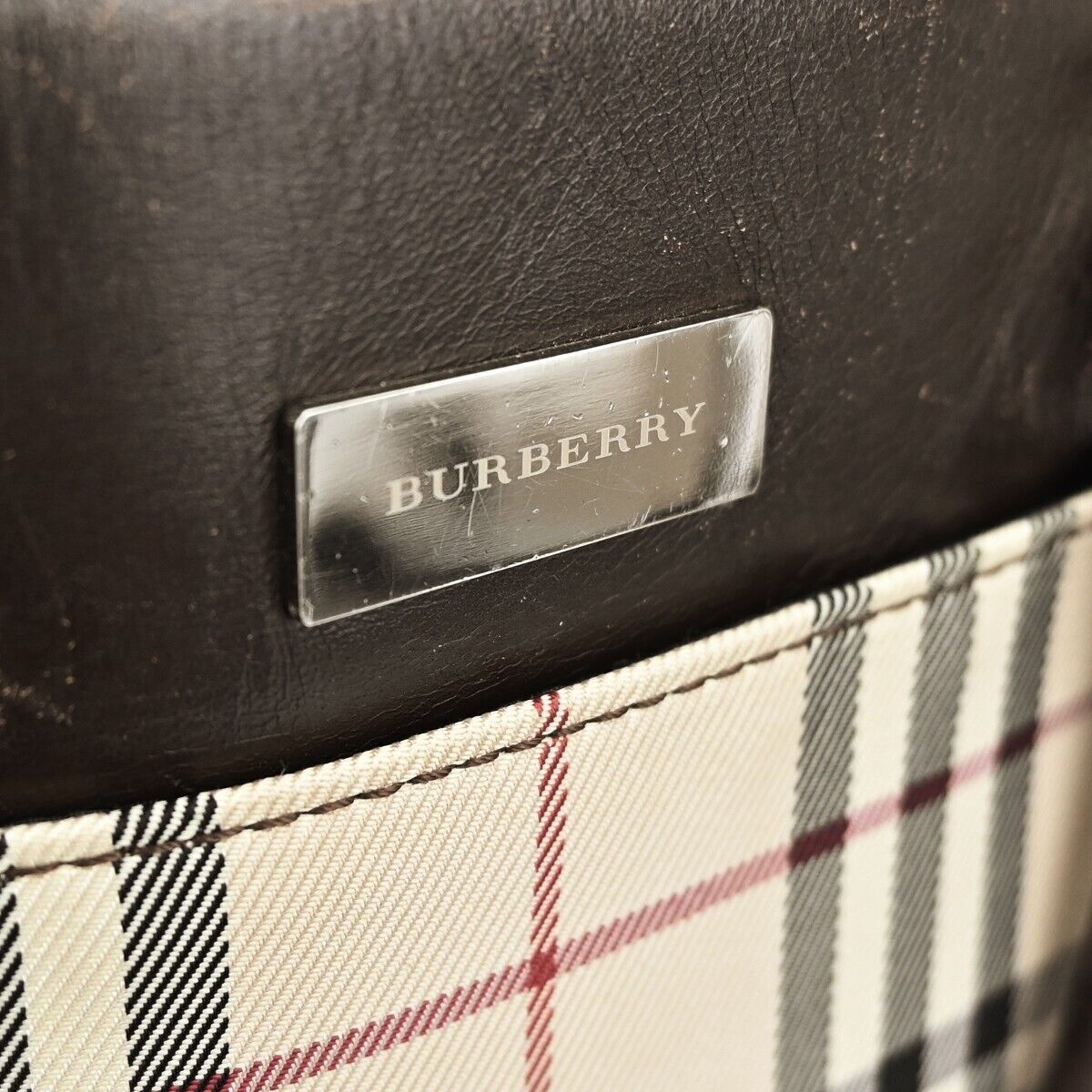 BURBERRY Logo Nova Check Tote Hand Bag Canvas Leather Beige Brown 60GA069